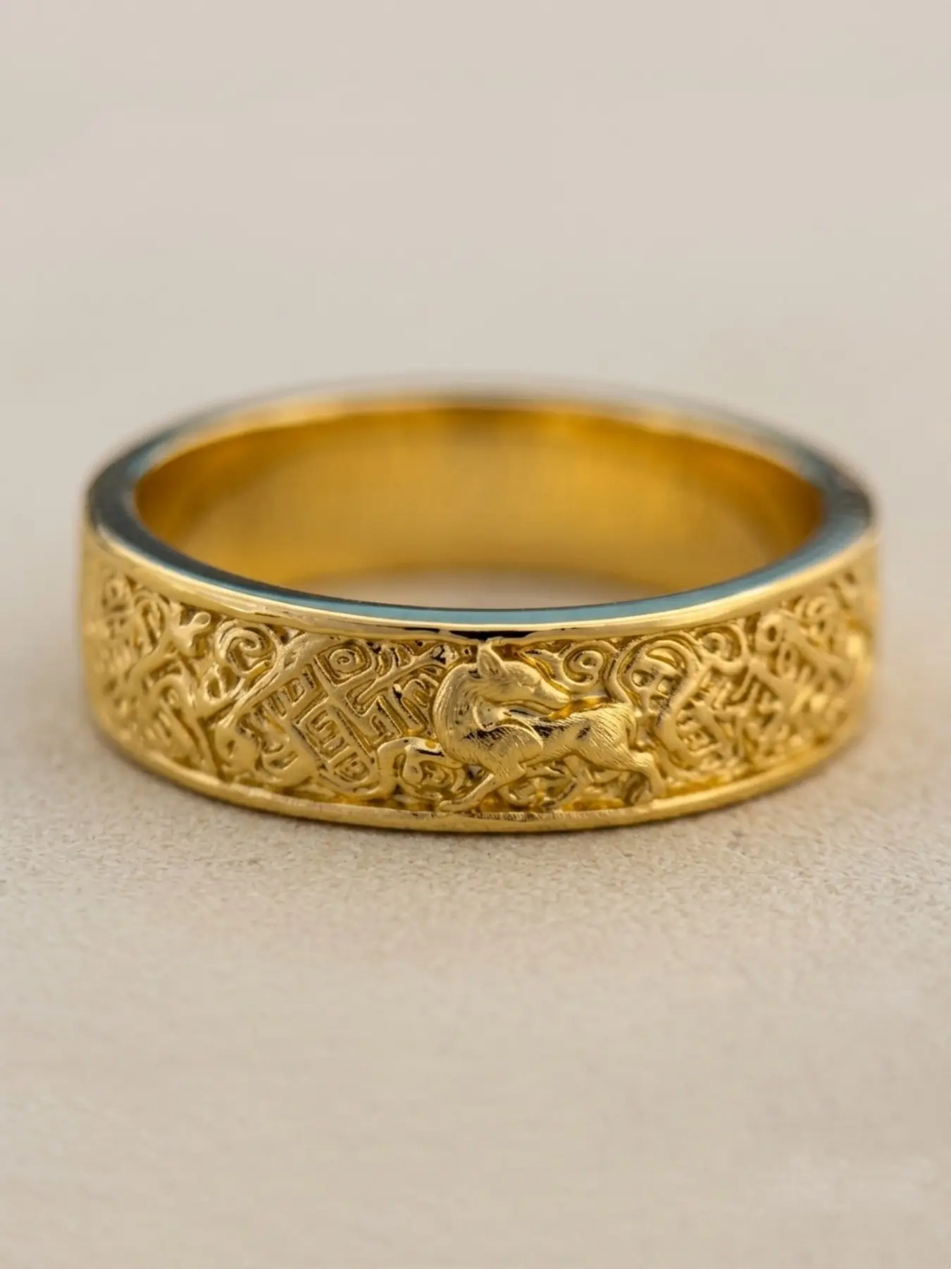 The Ultimate Ancient Carved Fox Gold Ring Perfect for Work Dates & Anniversaries Chef’s Kiss for Gifting To Him or Your BFF.