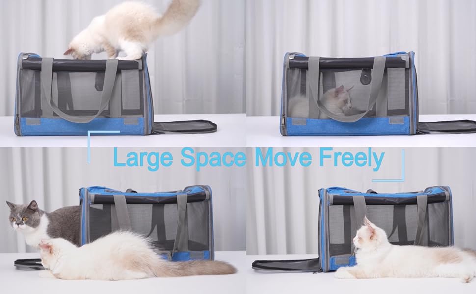 Soft-Sided Pet Carrier for Large Cats | Cat Stuff for Indoor & Travel Bag Medium Cat 20lbs Washable with Privacy Curtains Home Outdoor