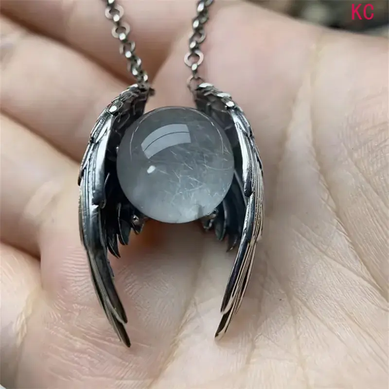 Vintage Ghost Wing Crystal Pendant Necklace, Antique Finished Unique Neck Jewelry For European And American Daily Outfit Matching