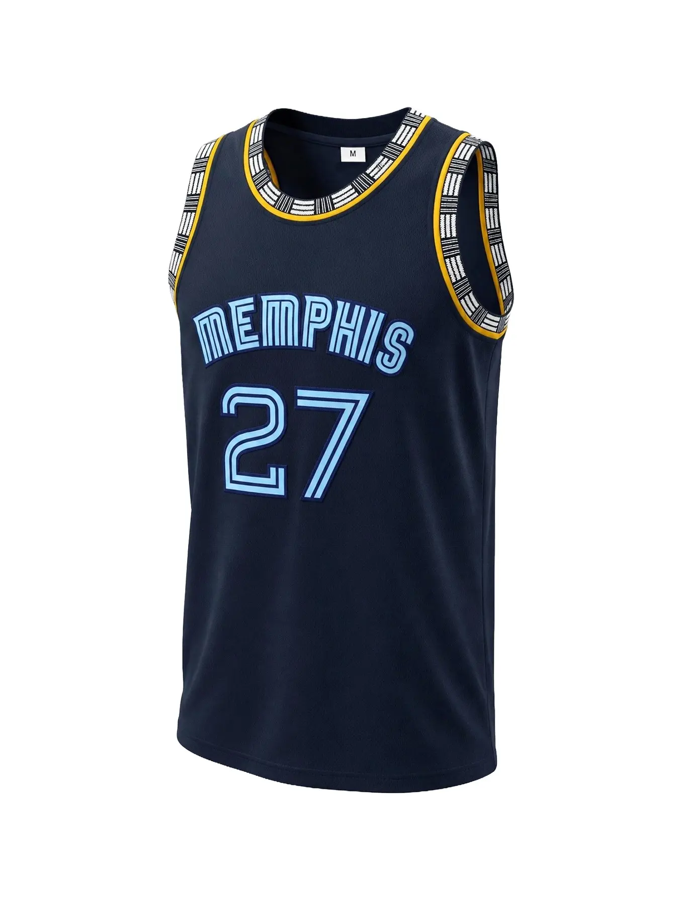Men's #27 Memphis Basketball Jersey, Embroidered Loose Fit Breathable Mesh Sleeveless Crew Neck Top, Sporty Sports Top, Athletic Shirt for Basketball Training Casual Running