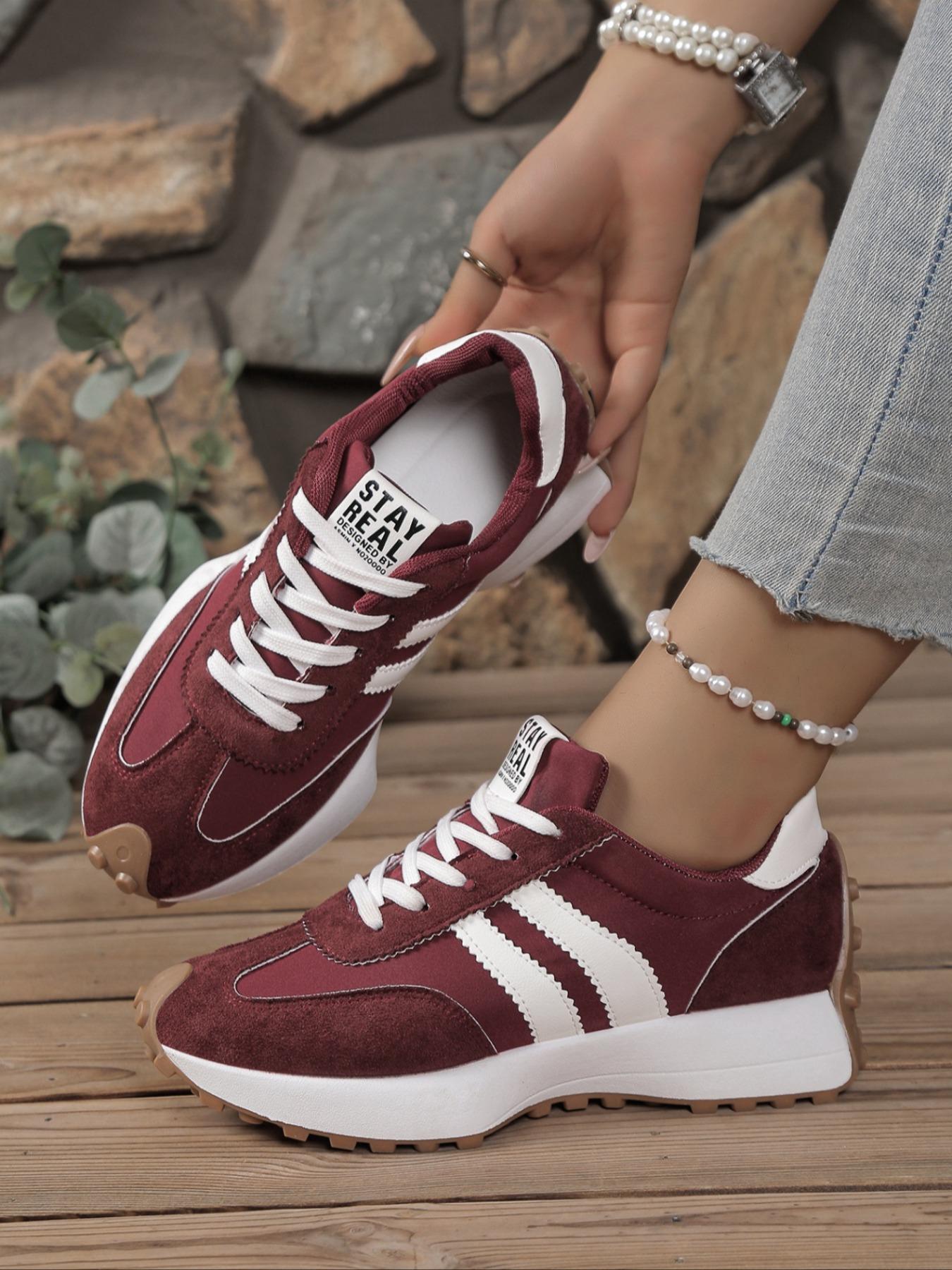 2026 Women's Fashion Thick Sole Sneakers, Breathable Walking Shoes with Textile Upper and Rubber Sole, Suitable for All Seasons, Trendy Walking Sneaker