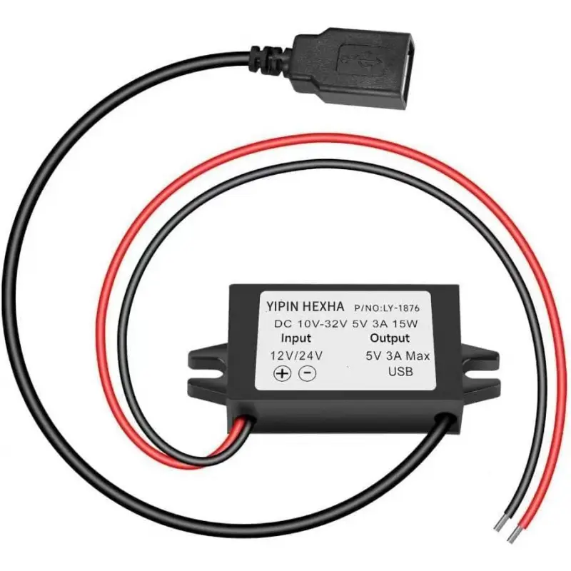 DC12V/24V to 5V 3A 15W USB Converter Buck Module Power Adapter DC Power Adapter Converter Buck Regulator Car Power Converter