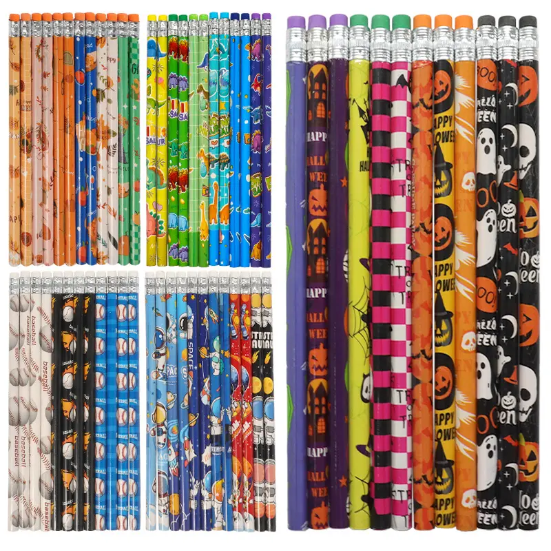 12Pcs Cartoon HB Lead Pencils Set - Back to School School Supplies, All Year Primary Student Stationery with Set Variety, Themed