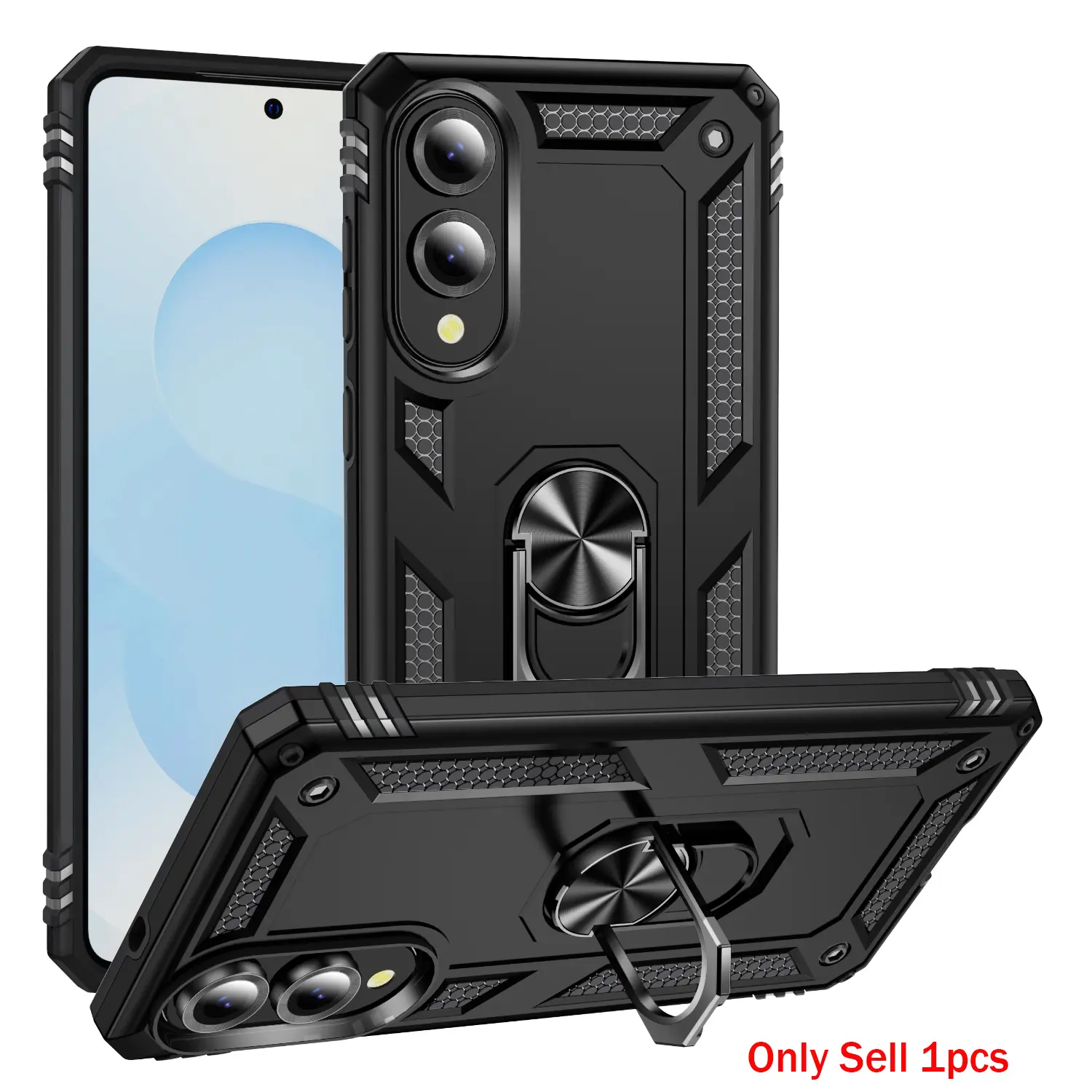 Case for Samsung Galaxy S25 Edge Shockproof, Durable Dual-Layer Magnetic Stand, Anti-Slip Metal Ring, Rotatable Flexible for Samsung Galaxy S25 Edge Phone Case