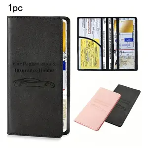 Car Registration & Insurance Card Holder, 1 Count Faux Leather Premium Look Car Registration & Insurance Card Organizer, Document Wallet, Car Documents, Manual Folder, Compact Organizer