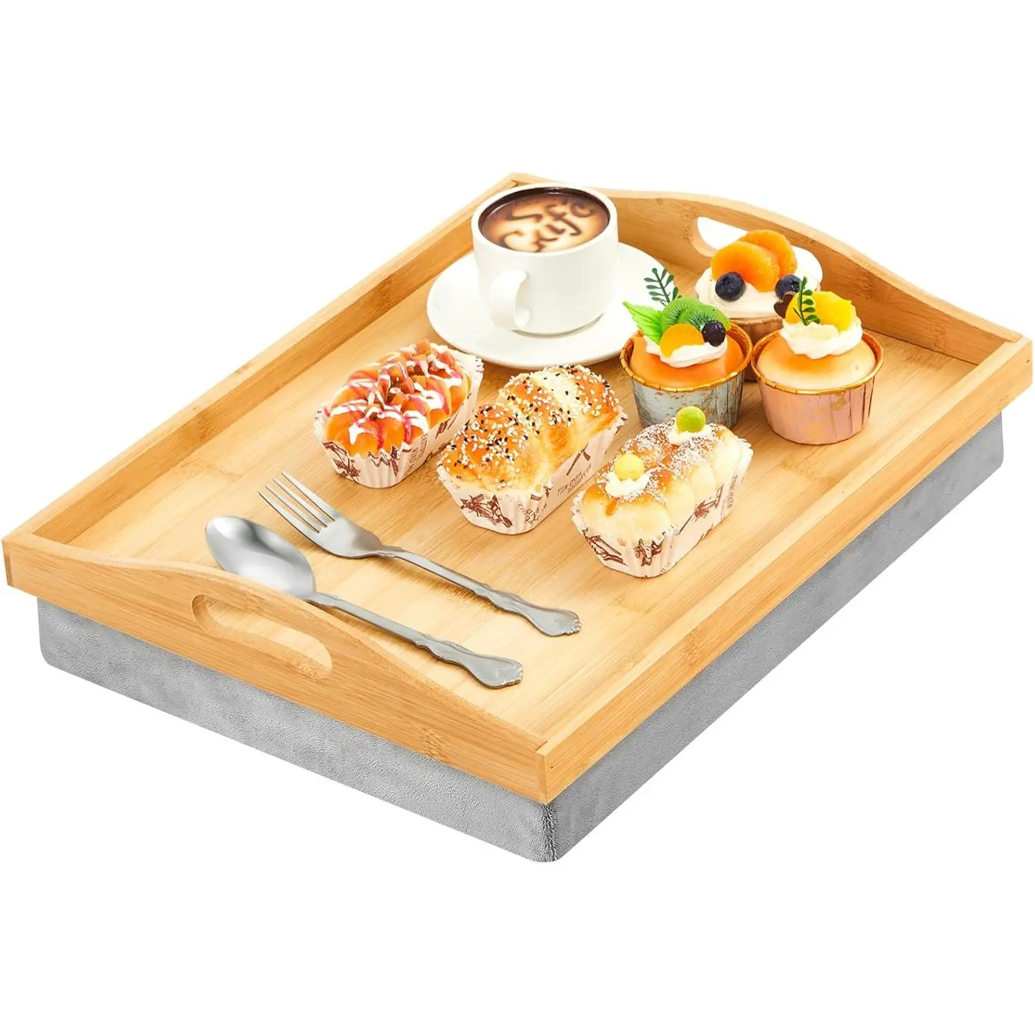 1 count  Lap Tray with Detachable Pillow 16.9'' x 13'' Lap TV Trays Desk with Handles for Adults Eating in Recliner Breakfast Housewarming  ()