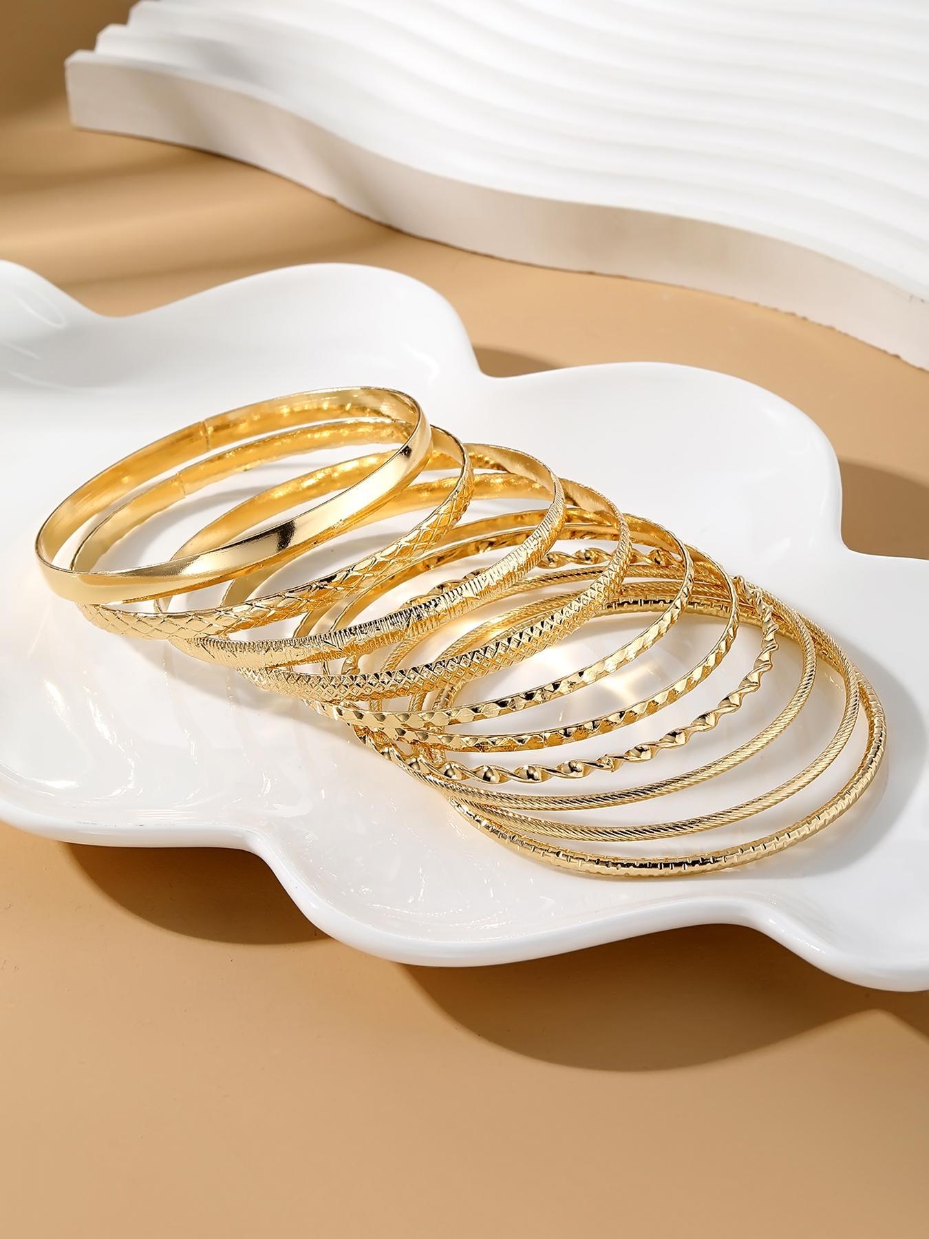 Fashionable Casual Plain Alloy Bangle, Vintage Bracelet for Women, Pretty Bracelet, Elegant Jewelry for Party, Daily Decor, Trendy All-match & Exquisite Jewelry for Gift, Stackable Bracelets, Cable Bangle Set, Stacking Bracelet