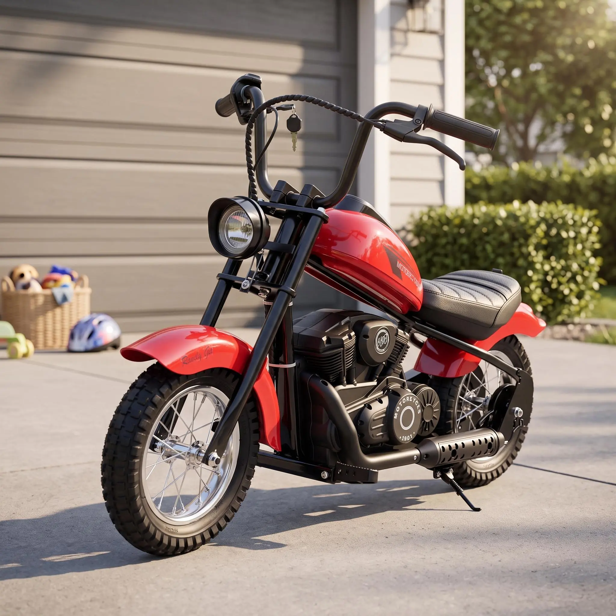 【IdealHouse】24V 250W Kids Electric Dirt Bike, 2 Speed Ride On Motorcycle, Max Speed Up to 14 MPH, 60 Minutes Playtime, LED Lights, Comfort Leather Seat and Rear Brake, Battery Powered Toy for Kids Ages 8 to 12
