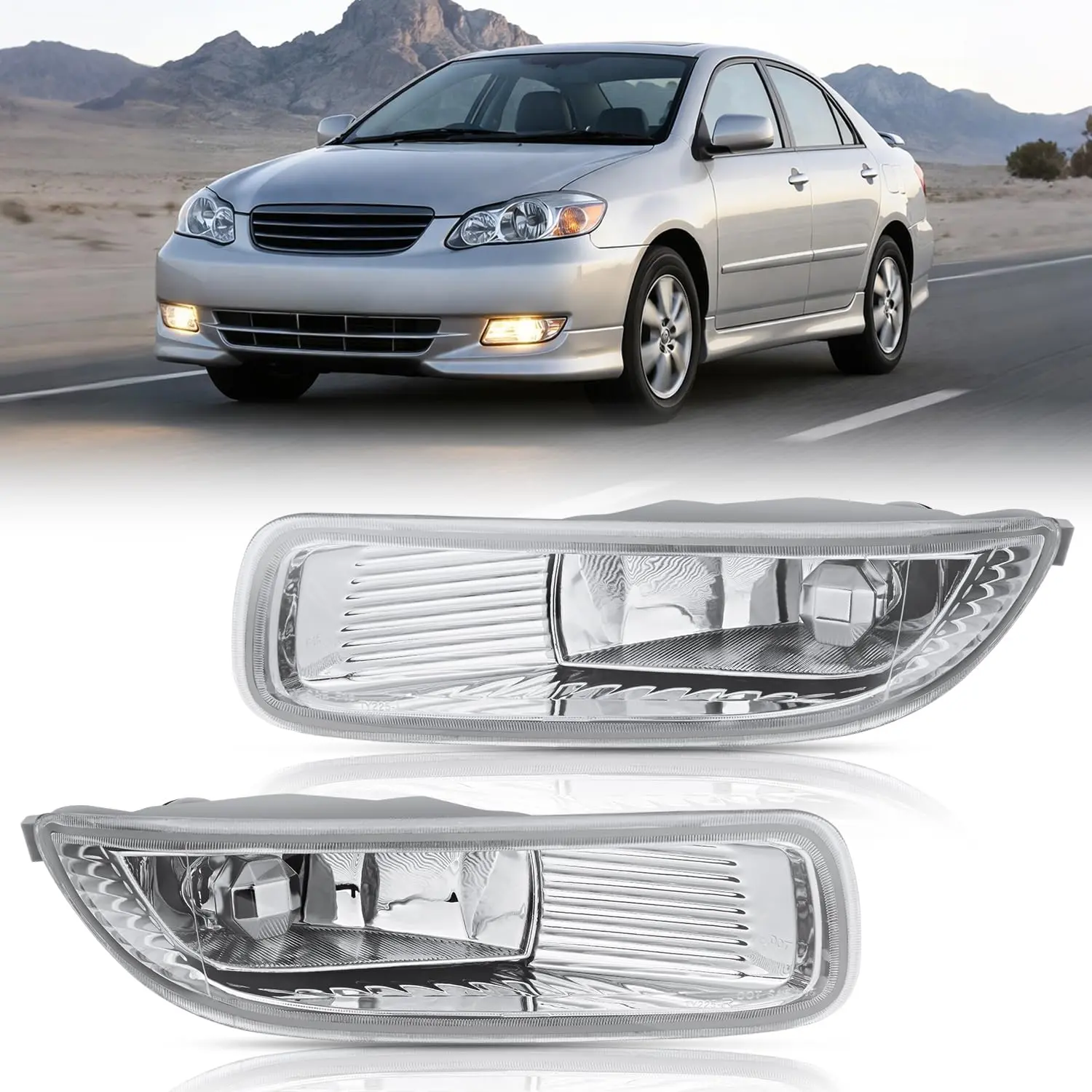 Nilight Fog Lights Assembly Compatible with 2003 2004 Toyota Corolla w/H3 12V 55W Bulbs Clear Lens Driver and Passenger Side