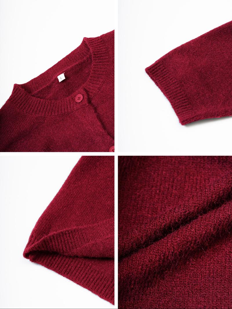 Women's Casual Fitted Sweater Jacket, Knitwear, Plain Knit Outerwear for Fall & Winter, Comfortable Moderate Fabric, Stylish Commute Wear