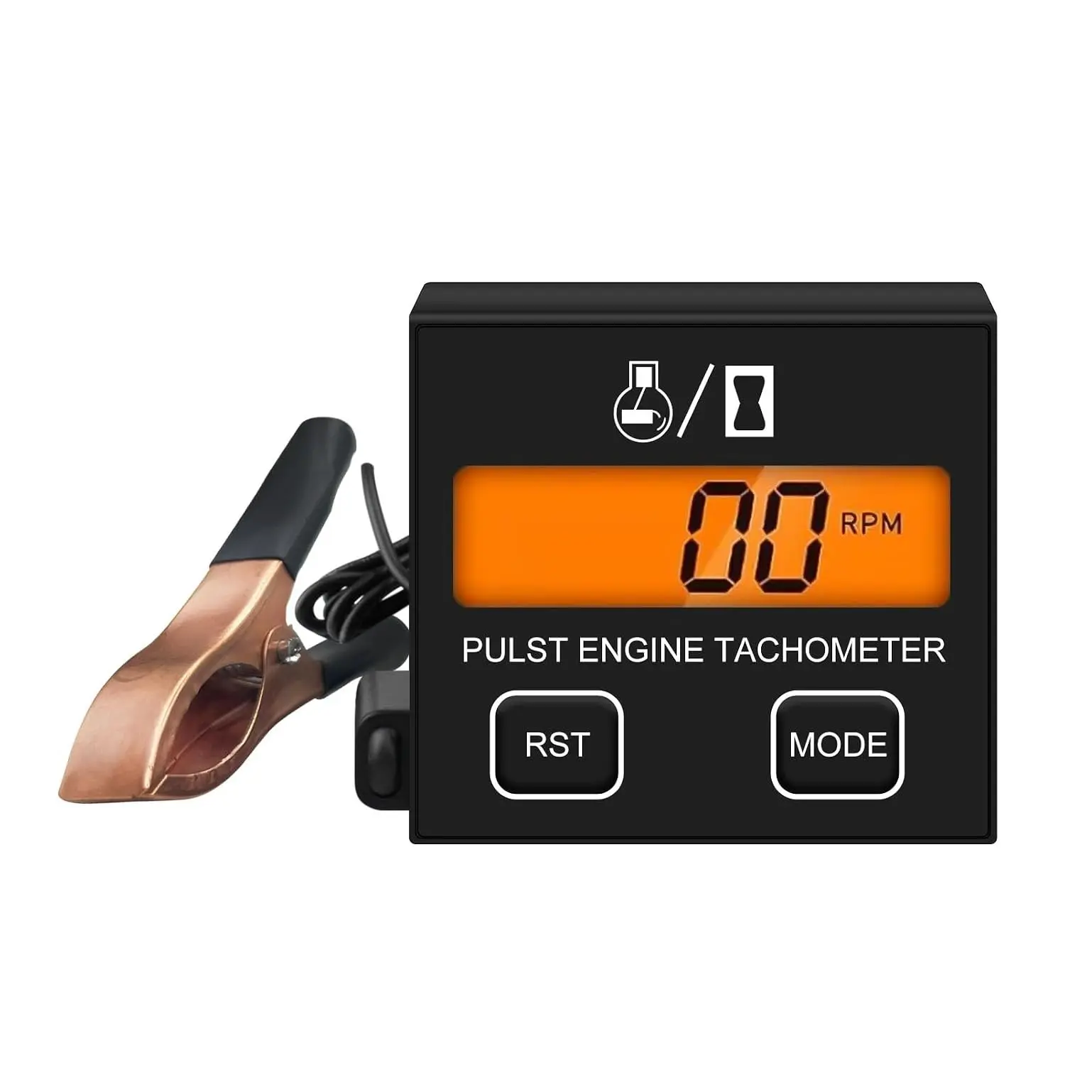 Small Digital Display Engine Tachometer with Inductive Clip, Replaceable Battery, Waterproof Design for Chainsaw, Marine Engine Use