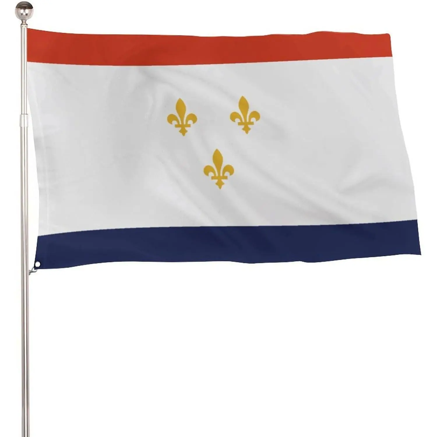 City of New Orleans Flag Banner, 5x3 Ft 115D Polyester Lightweight Flag with 2 Metal Eyelets, Banners