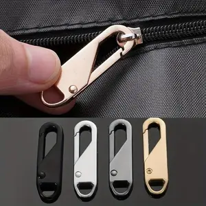 4PC  Removable Zinc Alloy Zipper Pull Replacement Set for Jackets, Luggage and Travel Bags, Universal Zip Repair Accessory with Easy Clip-On Installation