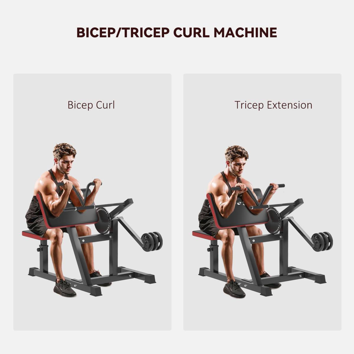 [Fahuac] 2-in-1 Preacher Curl Bench with Adjustable Seat - Bicep & Tricep Machine for Home Gym, 6 Elbow Heights & 5 Seat Heights, 132LBS Load Capacity.