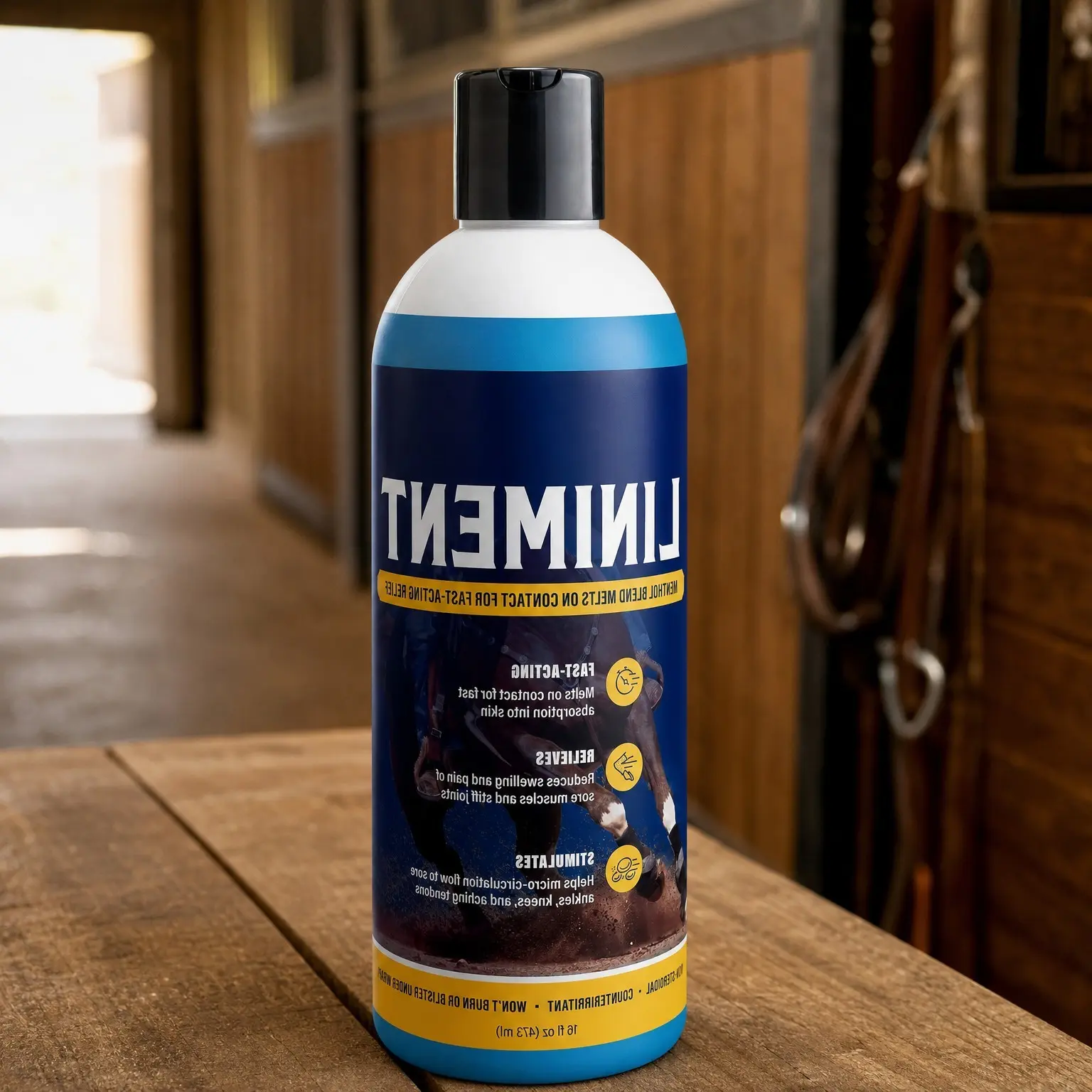 Fast-Acting Equine Liniment for Muscle & Joint Relief – Menthol-Based Topical Analgesic for Horses – 16 OuncesGift