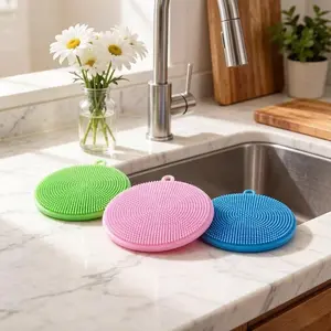 3-Pack Silicone Kitchen Cleaning Brushes, Durable High-Temperature Dishwasher Sponge Alternatives, Essential Home Cleaning Tools