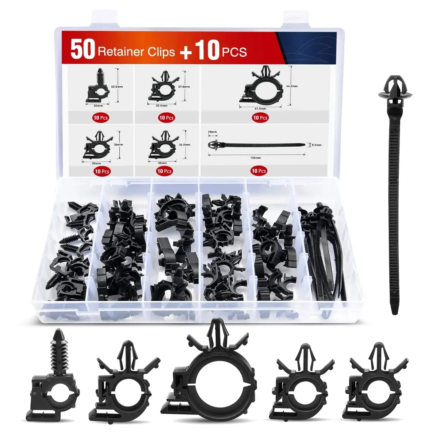 Nilight 60 Pcs Universal Wiring Harness Routing Clip Assortment Kit