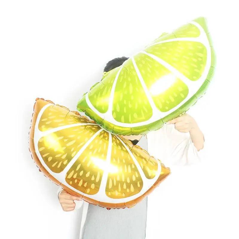 70x50cm Lightweight Long-Lasting Colorful Cartoon Tropical Fruit Aluminum Film Balloon - Lemon, Orange, Pineapple Decor for Hawaiian Party, Baby Shower, Great Photo Props, Playful, Fruit Shapes