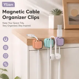 Magnetic Cable Organizer Clips Multi-Pack, Strong Adhesive Cord Holder for Desk & Wall, Adjustable Cable Management for Charging Cords, USB Wires & Home Office Setup