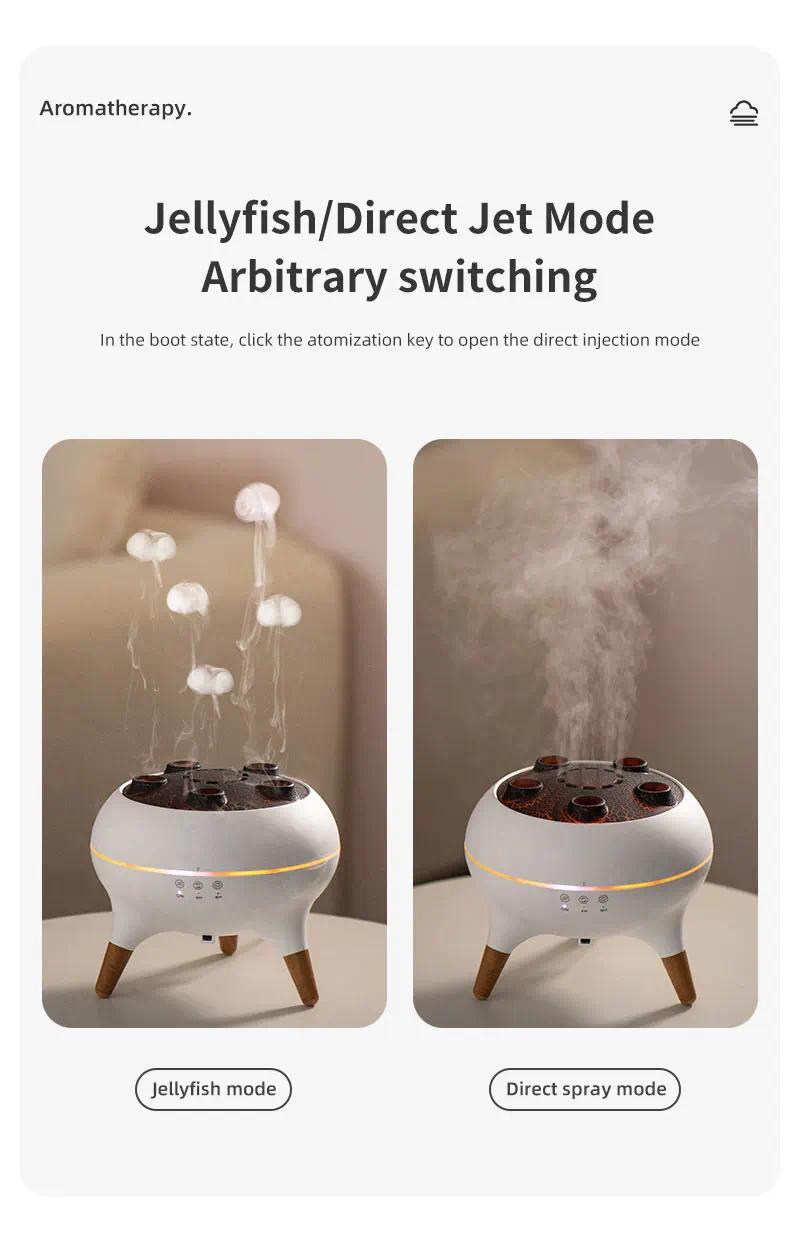 Dynamic Jellyfish Air Humidifier Essential Oil Diffuser Remote Control Bedroom Humidifier with 7 Colorful Night Lights