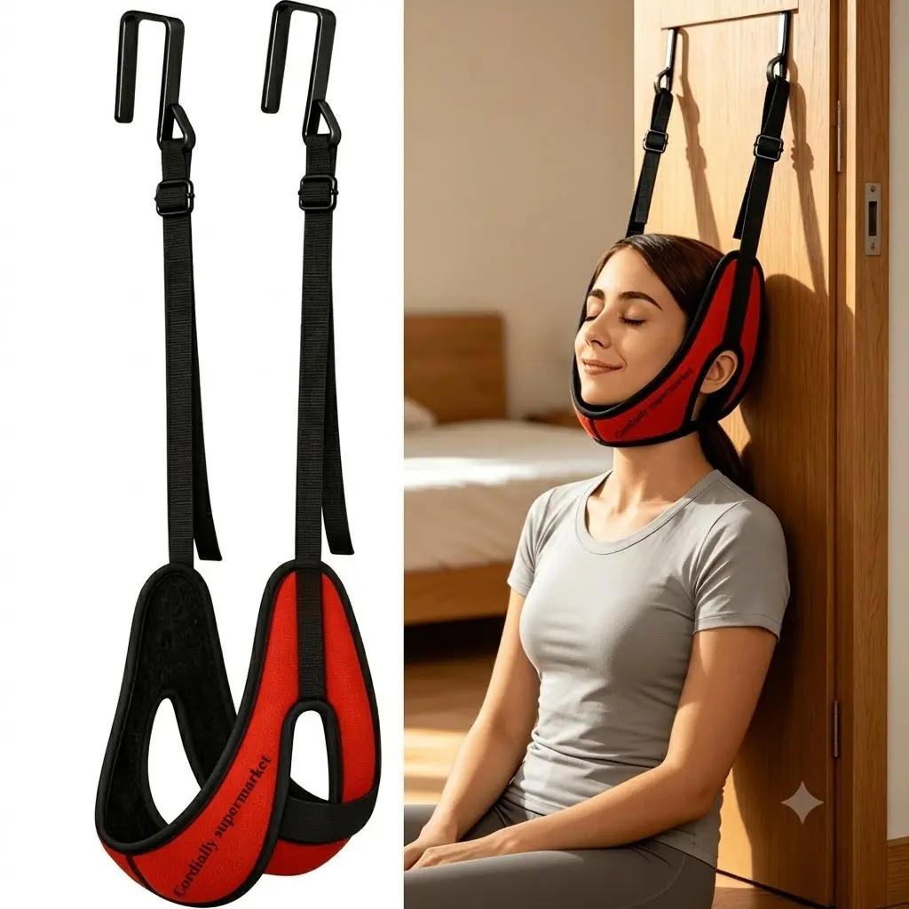 Essential Cervical Puller for Desk Workers, Thickened Breathable Neck Support, 330lbs Load Capacity, Safe Stretching, Halloween Christmas Exclusive