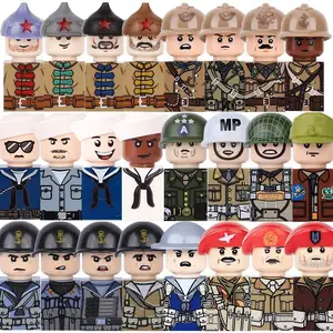 Kids Toy WW2 Military Army Action Figures Building Block US Navy French Infantry UK Air Force Soviet Soldier Gun DIY Bricks Gift
