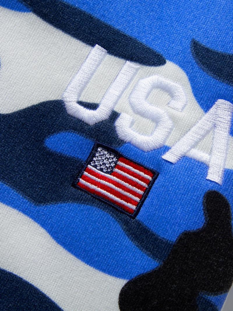 Men's Camouflage Hoodie Set Outdoor Casual Style with Adjustable Drawstring, Fits Snugly Around the Head. Top and Pants from the Same Series Feature Matching Camouflage Patterns. USA Letter Print Adds Trendy Style. Large Pocket on the Jacket and Drawstrin