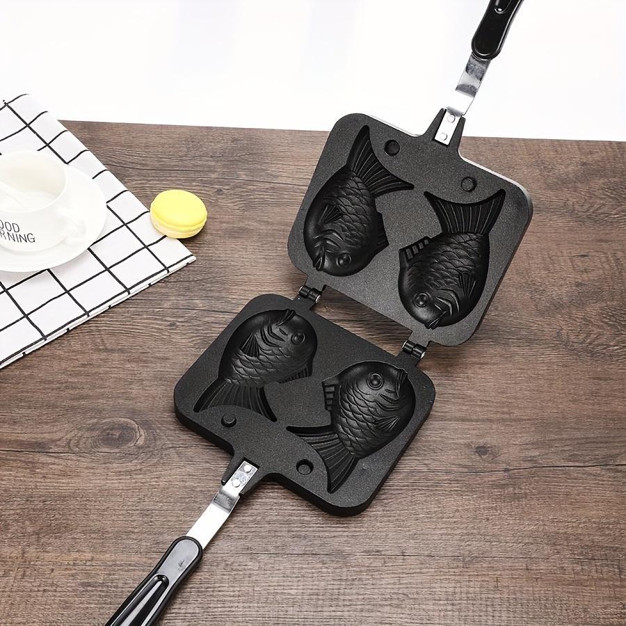 Double-Sided Aluminum Waffle and Taiyaki Japanese Fish-Shaped Grilled Pan Mold - Non-Stick, Uncoated Surface for Even Cooking, Ideal for Breakfast and Snack Making