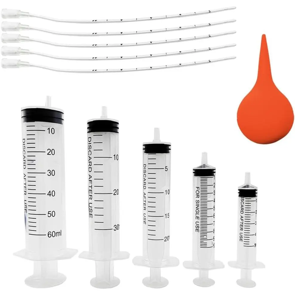 11pcs Puppy Kitten Feeding Tube Kit for Small Animals Clear Feeding Syringe 5/10/20/30/60ml Feeding Tools for Nestling