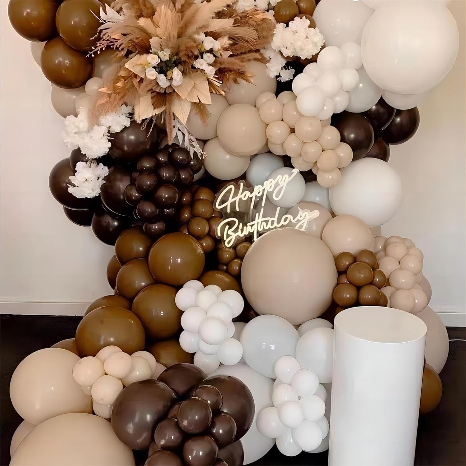 110 count Dark Brown Balloons, 12inch Coffee Brown Latex Party Balloons, Helium Quality for Birthday  Shower  Graduation Party Decorations(With 2 Ribbons)