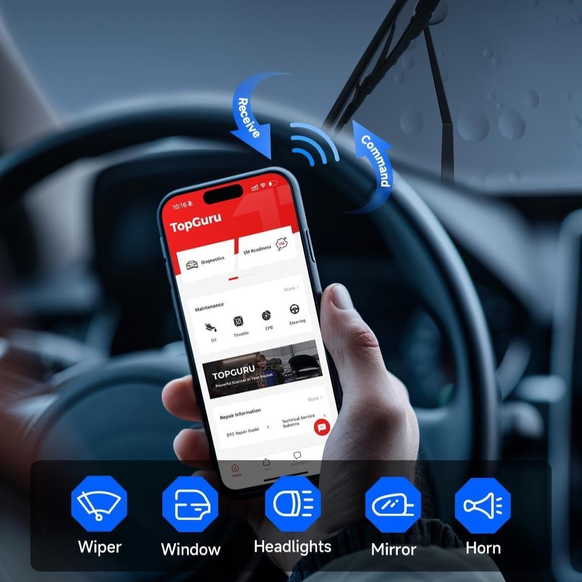 TopScan Bluetooth-compatible OBD2 Diagnostic Tool Scanner, Full System Code Reader, Car Diagnostic Tool for Android & iOS, Professional Car Scanner, Vehicle Diagnostic Tool, Automotive Diagnostic Scanner