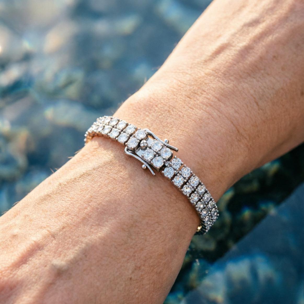 3mm Moissanite Tennis Bracelets S925 Silver for Women Men Double Row Certified Diamond HipHop Hand Chain Luxury Jewelry Gift