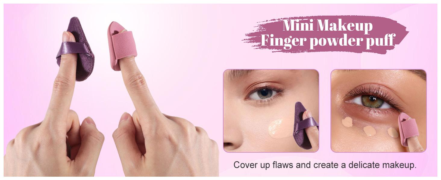 Makeup Sponge Set Triangle Puff 14 Pcs for Liquid, Cream, and Powder, Multi-colored Makeup Sponges and Mini Sponge with Case (A-Purple)