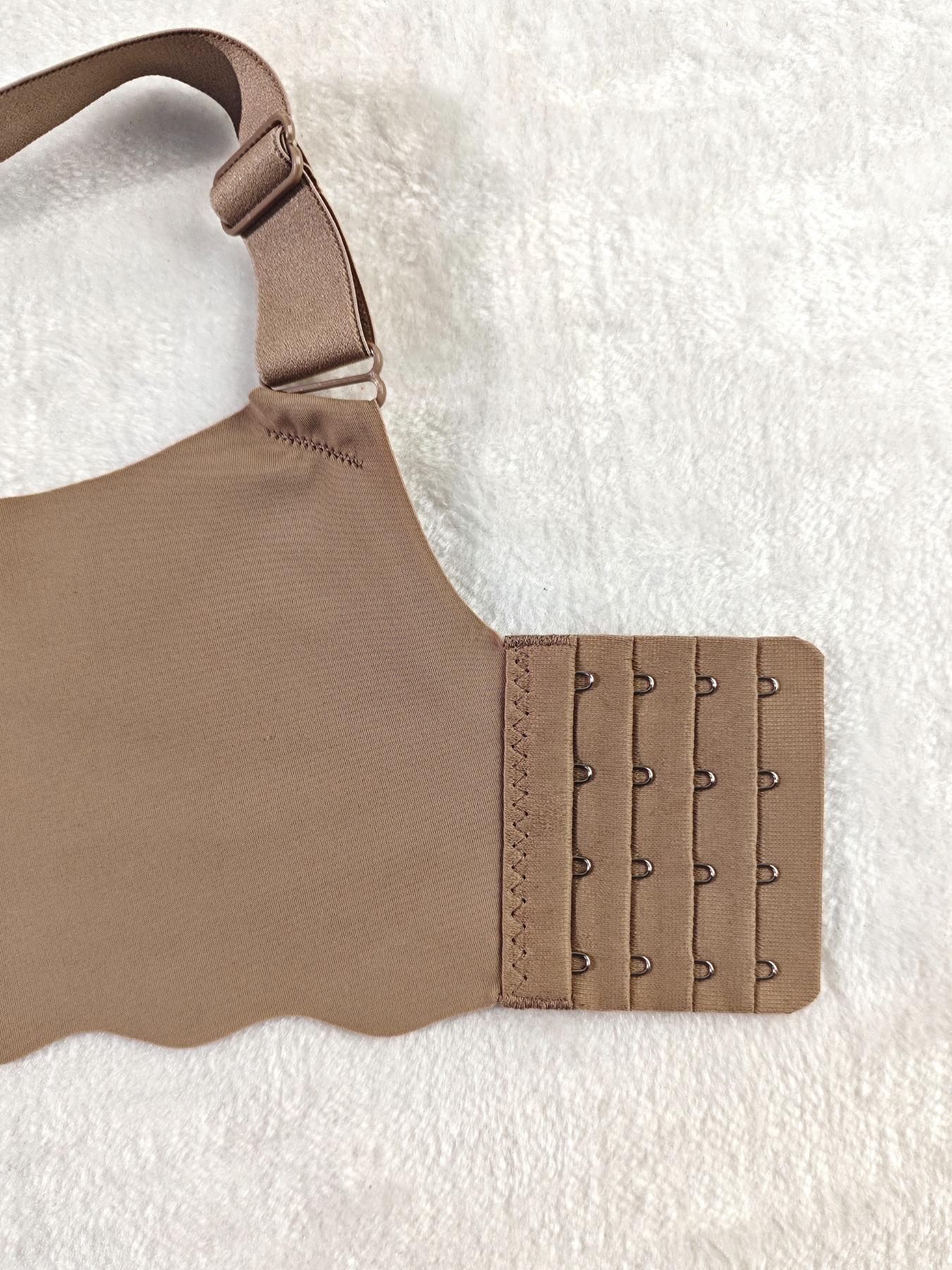 Women's Seamless Supportive Wireless Backless Bra, Adjustable Wide Straps, Comfortable Breathable Daily Wear, Ribbed Stripe Design, Seamless Bras, Medium Fit, Ladies Underwear