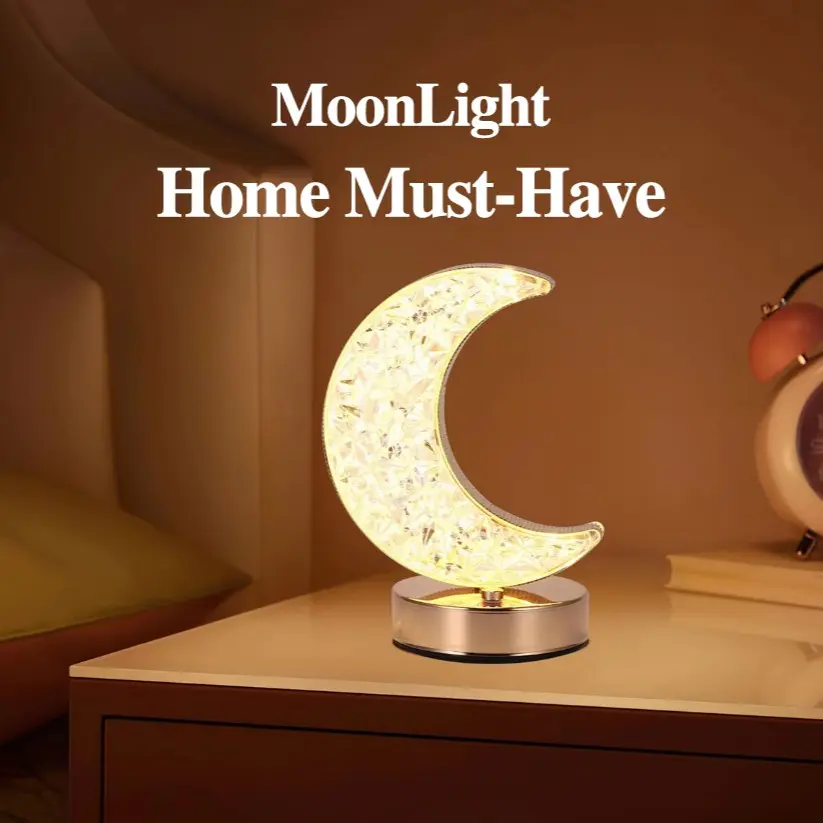 Moonlight Adjustable Crystal Moon Lamp, Soft Glow Night Light, USB Rechargeable, Tabletop Decorative Light, Perfect Gift for Home