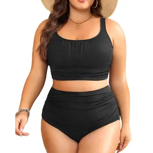 Tempt Me Plus Size Two Piece Swimsuit - Women Ribbed High Waisted Bikini Sets Tummy Control Bathing Suits Swimwear  SwimWeek  summervibes