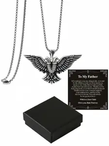 Soaring Twin Eagles Retro premium eagle necklace, fade-proof stainless steel pendant. Ideal gift for dad: Birthday, Father's Day, Anniversary & Christmas