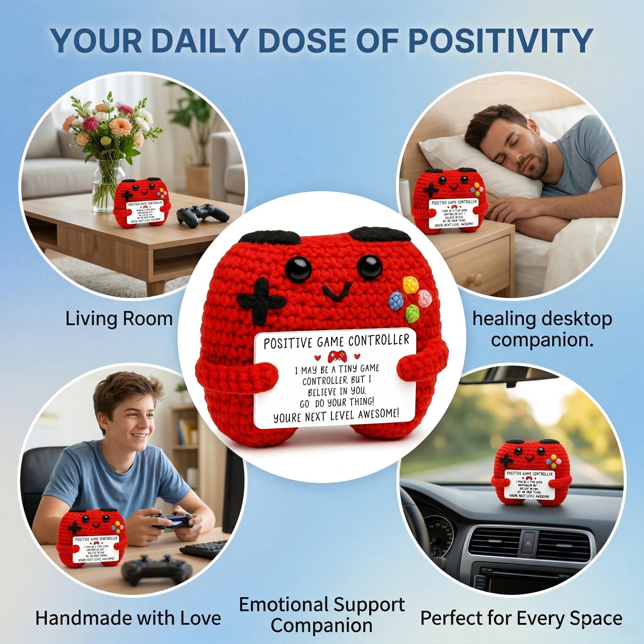 Adorable Handmade Knit Game Controller Plush, Unique Emotional Support Stress Relief Doll, Soft Squeeze Toy, Birthday Christmas & Holiday Gifts for Women, Men & Him, Teacher Appreciation Present, Small Cute Decor for Home, Office & Bag Pendant