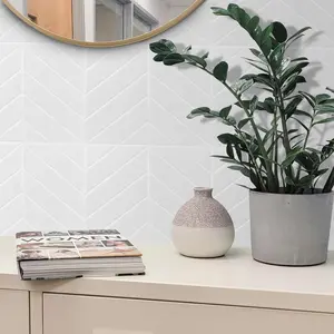 Peel and Stick Backsplash for,New Herringbone Tiles,Stick on Subway Tile Peel and Stick Backsplash,Whtie 10-Sheet.