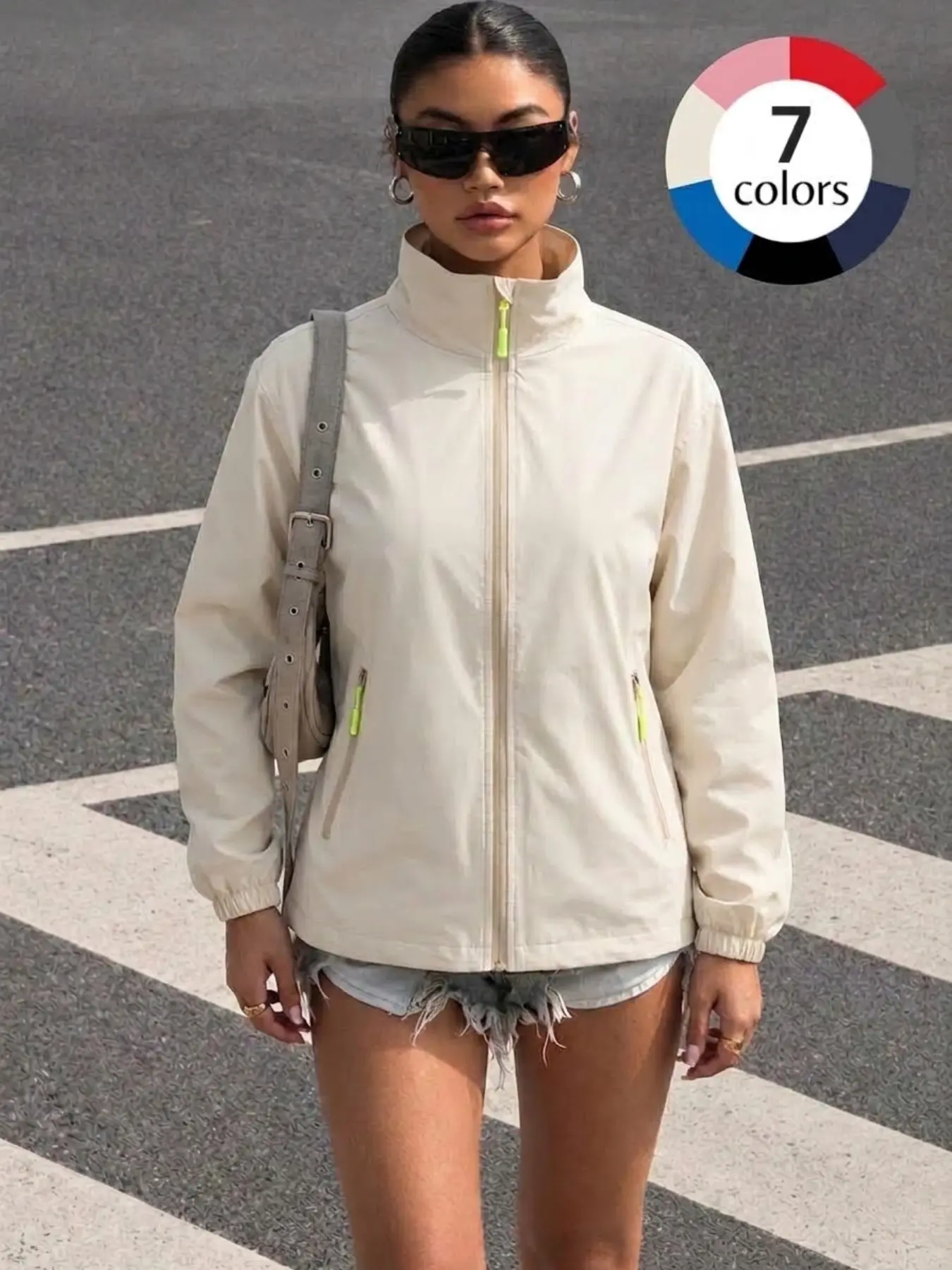 2026 New Women's Loose Windproof Hardshell Jacket, Portable Pockets, Plain Lightweight, Ideal for Outdoor Activities, Hiking, Versatile Outerwear, Outdoor Sports Jackets