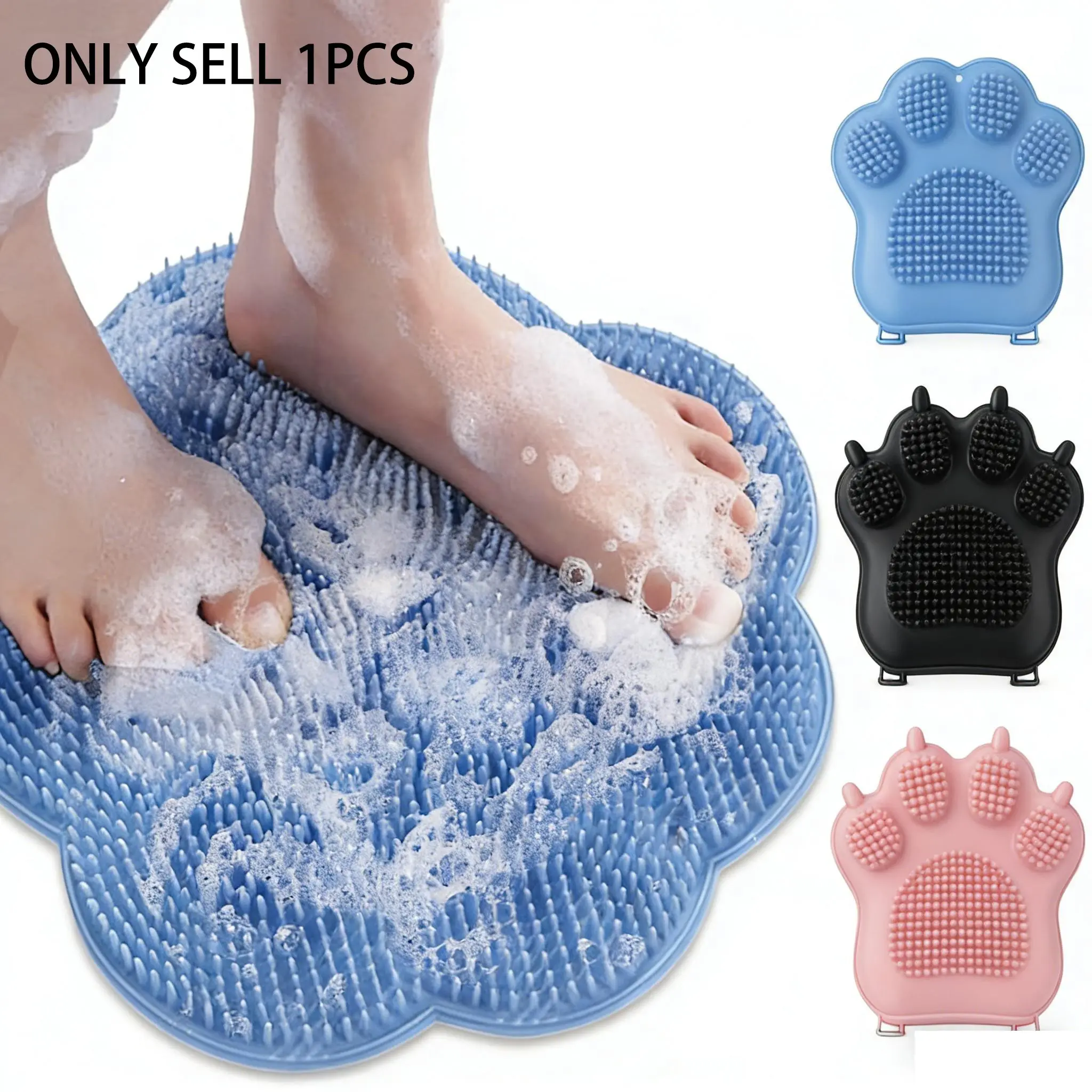Lazy Back Scratching Pad, Bathroom Shower Brush, Silicone Suction Cup Massage Mat, Cat Paw Silicon Bath Sponge, Back Scrubber, Foot Scrubber, Body Brush, Body Care Tool, Back Brush For Shower
