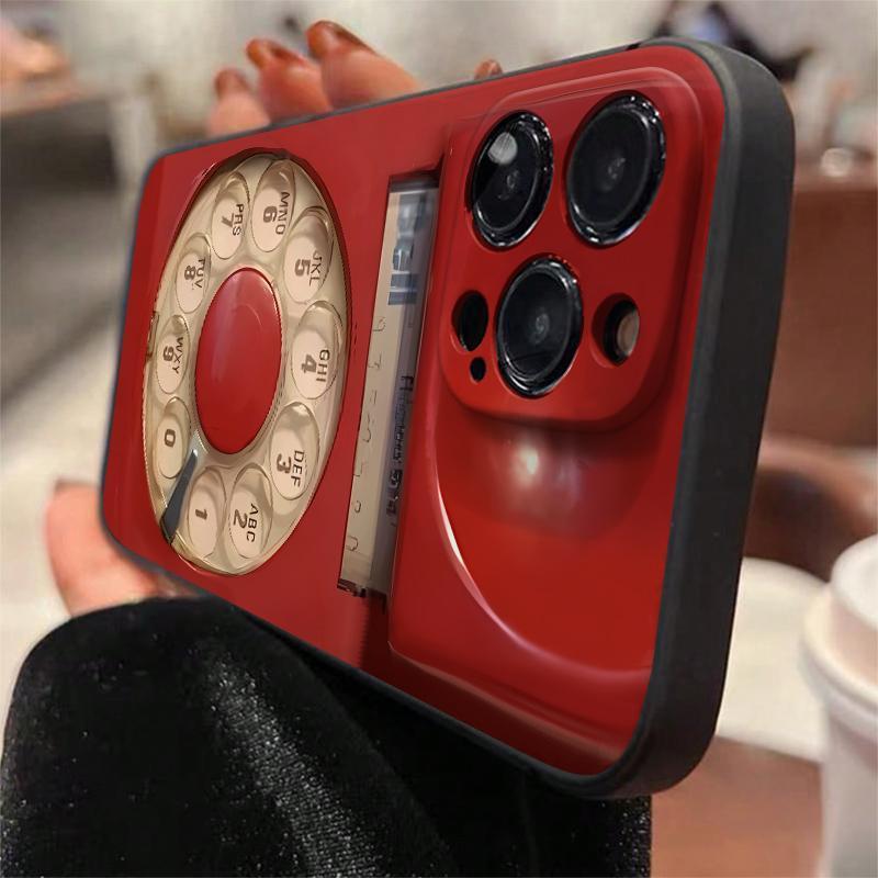 Vintage Telephone Pattern Phone Case, Retro Design Cellphone Protective Cases, Shockproof Mobile Phone Cover,phone Case Suitable for Iphone11/12/13/14/15/16/17 Pro Promax Air Plus.