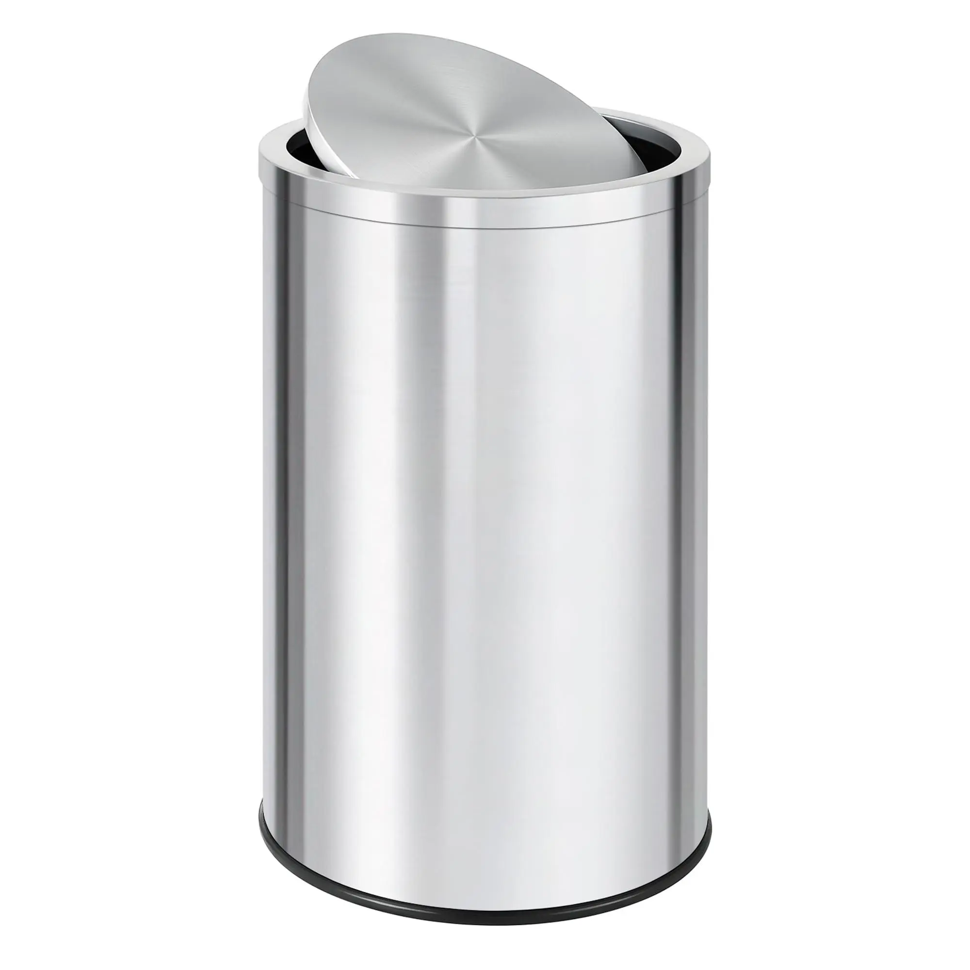 Garvee 13.2 Gallon Stainless Steel Swing Top Garbage Can with Removable Metal Inner Bucket, 50 Liter Round Recycle Bin for Kitchen, Bathroom, Home Office Waste Management