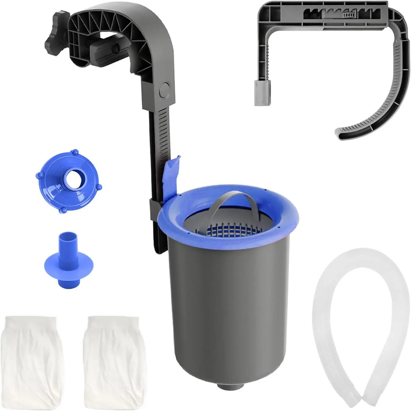 Wall Mount Swimming Pool Surface Debris Skimmer Basket with Socks,Above Ground Pool Skimmer with Quick Set Up & Adjustable Bracket for 800+ GPH Pumps,Automatically Removes Leaves & Debris