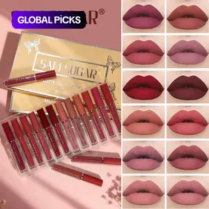 Sam Sugar 12-Piece Kit, Matte Liquid Lipstick, Matte Finish, Long-Lasting Waterproof Formula, Non-Stick Cup Design, Perfect for Daily Makeup, Cosmetic