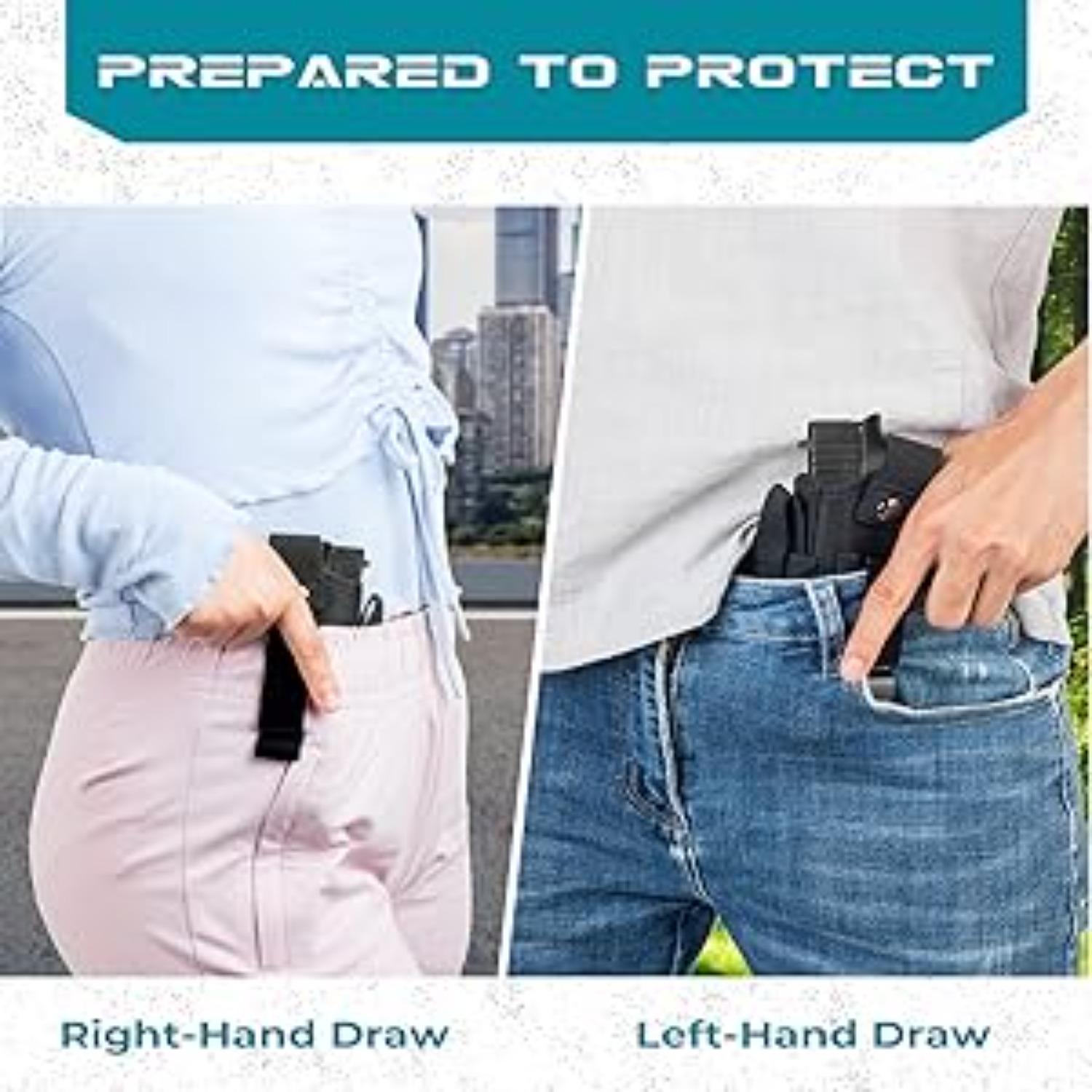 Pistol holsters (for 9mm, .380, and .45ACP pistols), IWB/OWB concealed carry holsters with magazine pouches for men and women, ambidextrous concealed carry (CCW) holsters (fit Glock, Smith & Wesson M&P, and SIG Sauer pistols), pistol mounting systems, eve