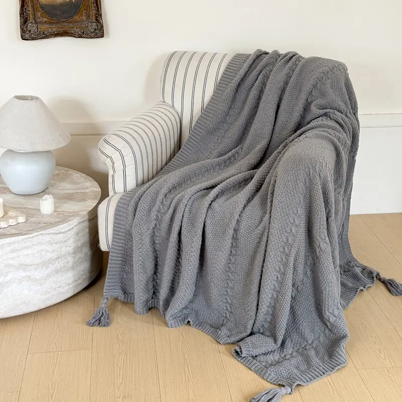 Versatile Tassel Throw Blanket – Stylish Knit Blanket for Indoor Spaces, Home Decor and Daily Use, Cozy Throw Blanket, Blanket for Couch, Blankets for Sofa