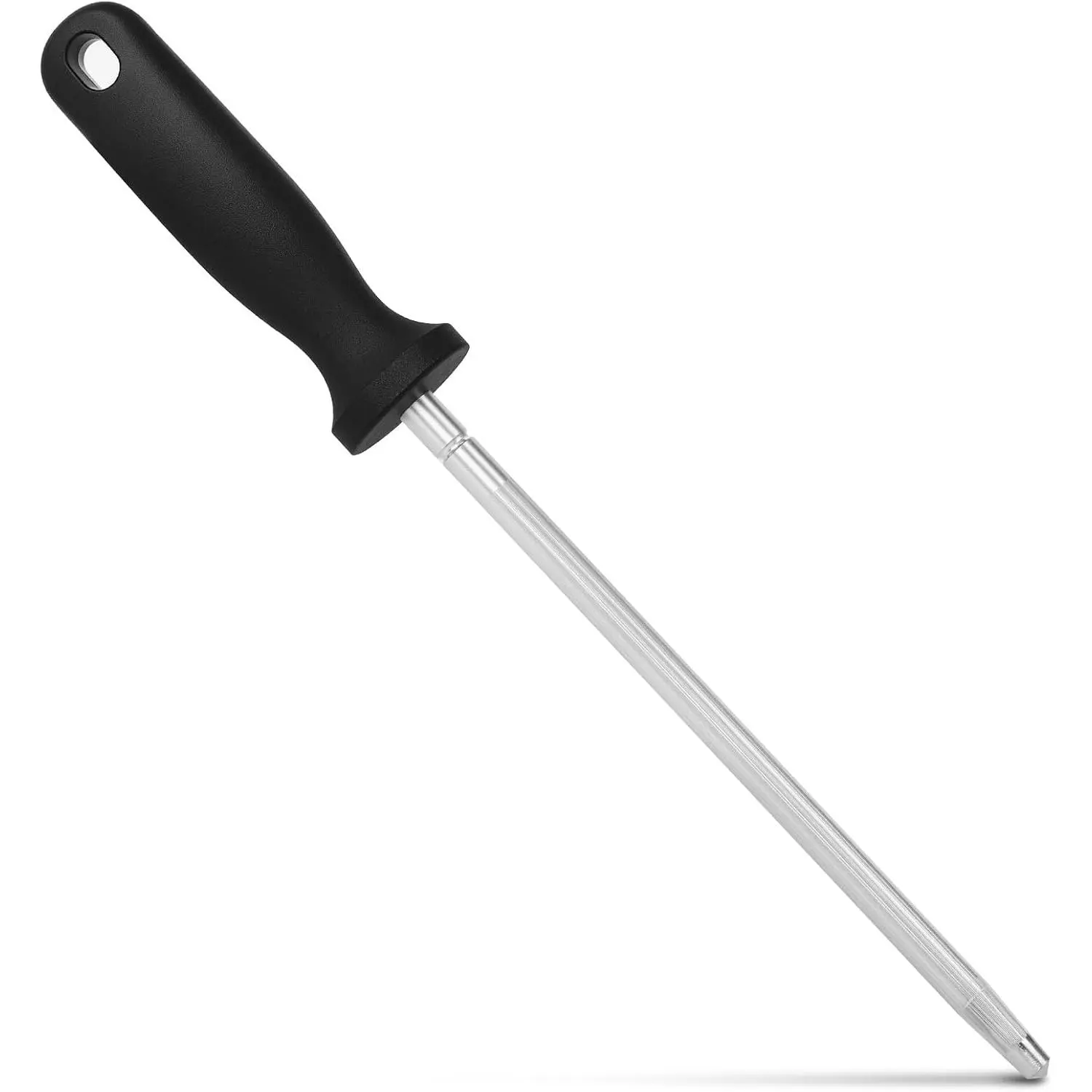 Kitchenware Rod Knives Sharpener - Abrasion Resistant Sharpening Steels, Nickel-Plated High-Carbon Steel, 12" Length, 9" Honing Surface, PP Slip-Proof Grip, Smooth Finish, Ideal for Chef Knife Sharpening & Maintenance
