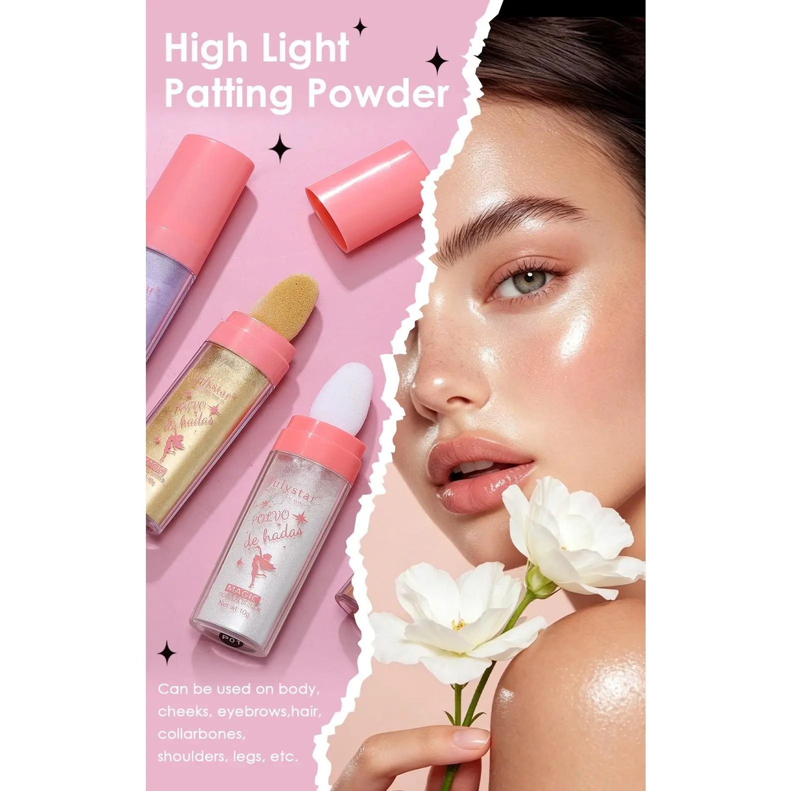Fairy Highlighter Powder for Full Body Highlighting, Natural Contouring, and Blush