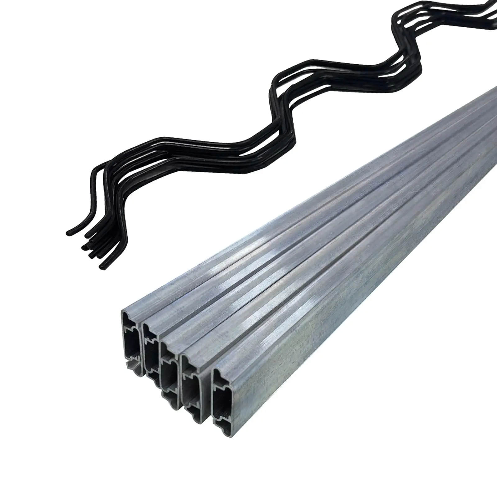 Heavy Duty Greenhouse Lock Channel & PVC Coated Spring Wire Kit – 1/2m Galvanised Steel U-Channel, Weatherproof, Rust-Resistant, For Polytunnel Film, Shade Cloth & Netting – Greenhouse Fastening System,
